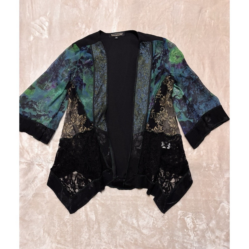 Lagenlook Art to Wear Jacket PS StudioVK Mixed Media Lace Gold Boho Whimsigoth